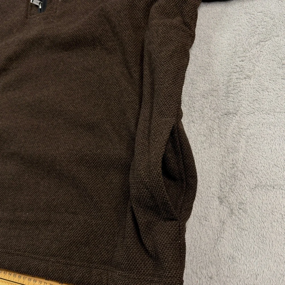 Orvis Mens XXL Brown Quarter Zip Sherpa Lined Collar Textured Fleece Pullover‎